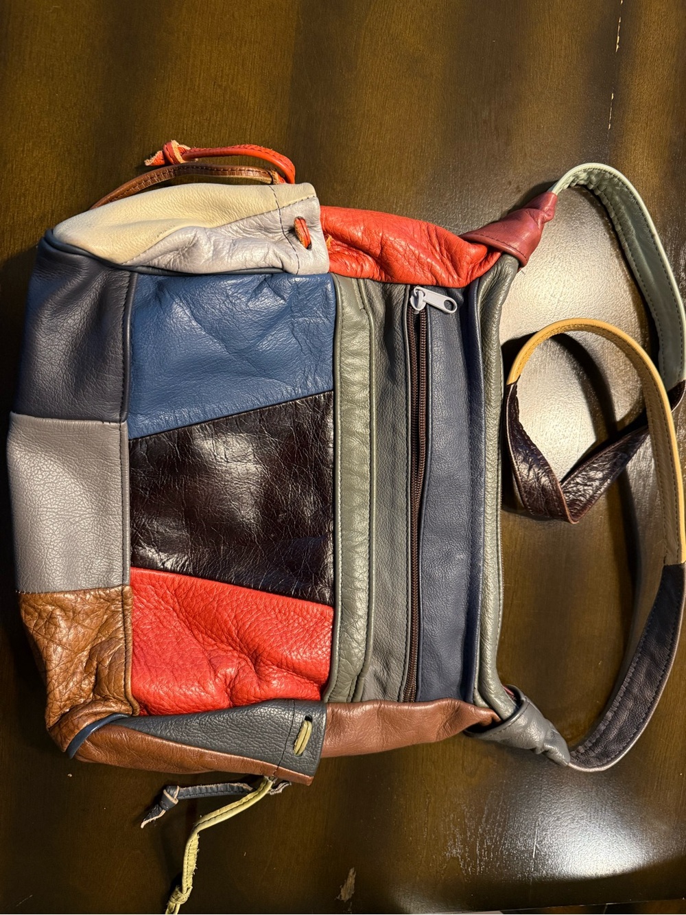 Patchwork Multi-Color Leather Crossbody Bag - Casual Everyday Style